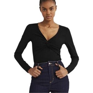 Boden Ponte Twist Front Top black 20/22 NWT